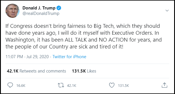 Ông Trump dọa 'xử' nhóm Big Tech nếu Quốc hội Mỹ không làm gì