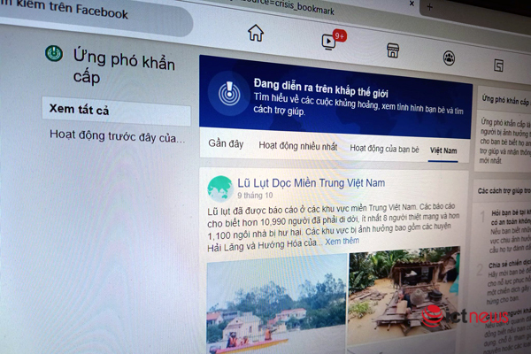 Facebook cho phép bật Kiểm tra an toàn ở miền Trung