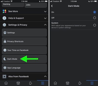 Facebook bắt đầu thử nghiệm nền tối trên iOS và Android