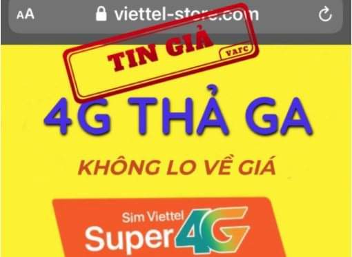 Giả mạo website của Viettel để rao bán SIM 4G