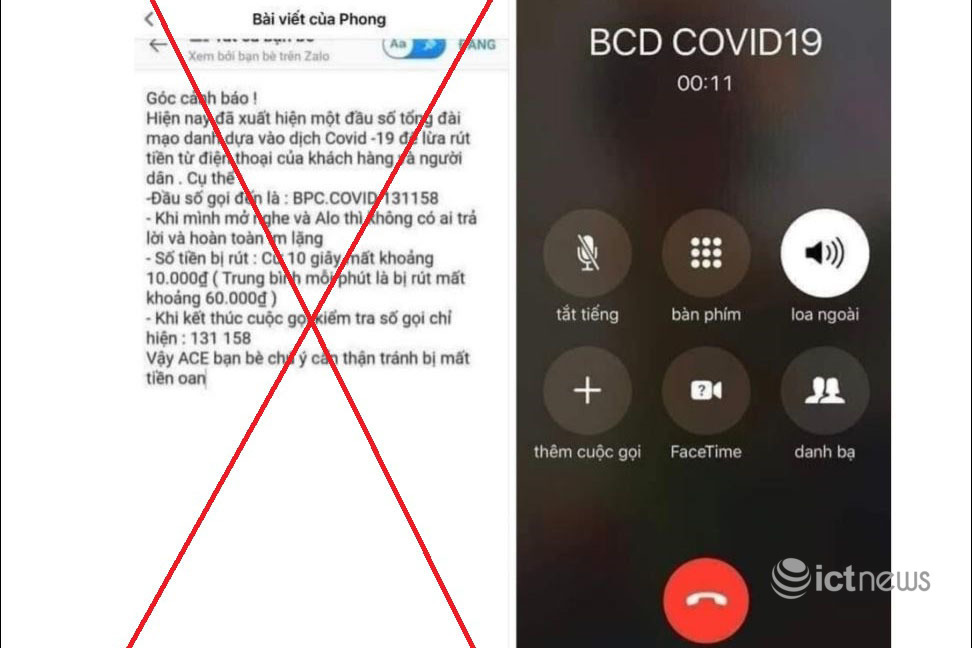 Bắc Ninh: Thông tin bị trừ tiền khi nhận cuộc gọi hiển thị “BCD COVID19” là bịa đặt