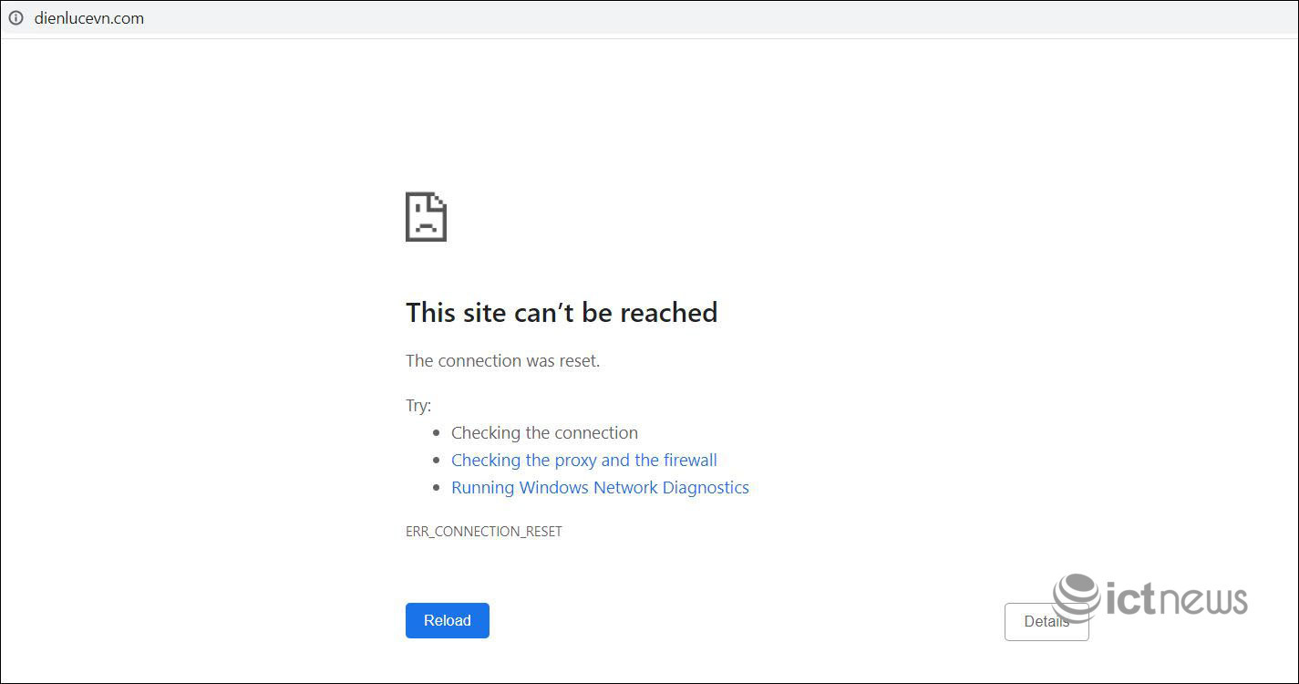 Ba website giả mạo trang thông tin của EVN đã bị ngăn chặn