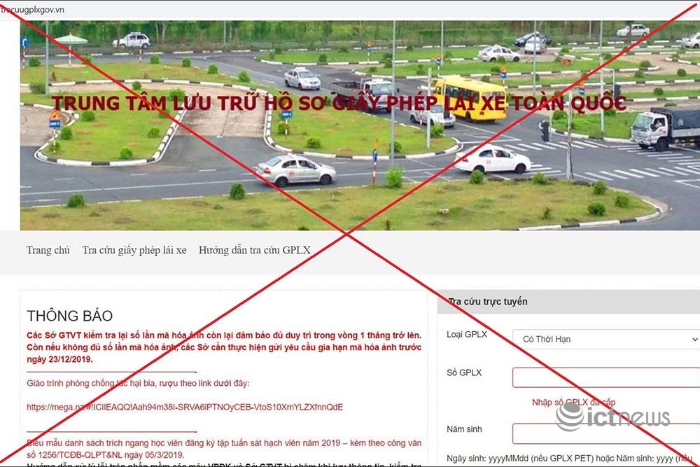 Bộ GTVT: Website tracuugplxgov.vn giả mạo trang thông tin điện tử Giấy phép lái xe