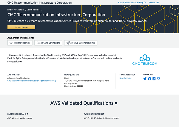 CMC Telecom nâng hạng đối tác cao cấp, trở thành Advanced Consulting Partner của AWS