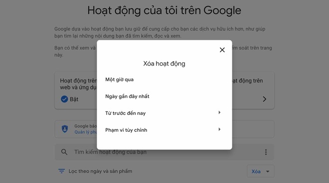 Cách xóa cụm từ vừa tìm kiếm trên Google