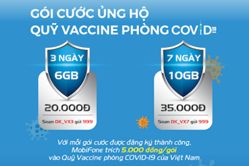 MobiFone triển khai 2 gói cước data ủng hộ quỹ vắc xin phòng Covid-19