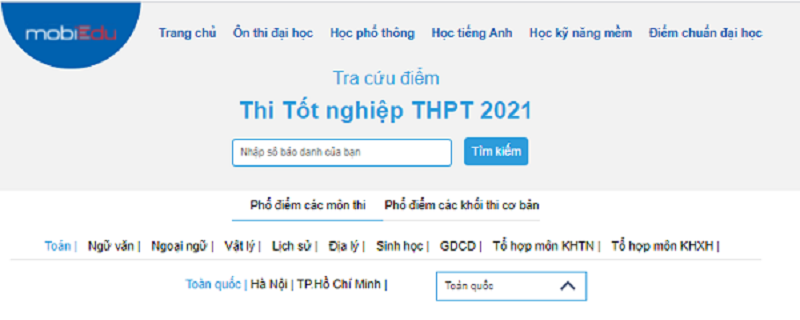 Tra cứu điểm thi tốt nghiệp THPT 2021 nhanh nhất tại mobiEdu