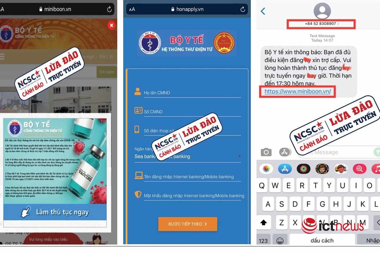 Cảnh báo thủ đoạn giả mạo website của Bộ Y tế để lừa đảo trợ cấp Covid-19