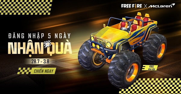 Sẵn sàng nhận nhiều phần quà độc quyền Free Fire x McLaren ra mắt cuối tuần này