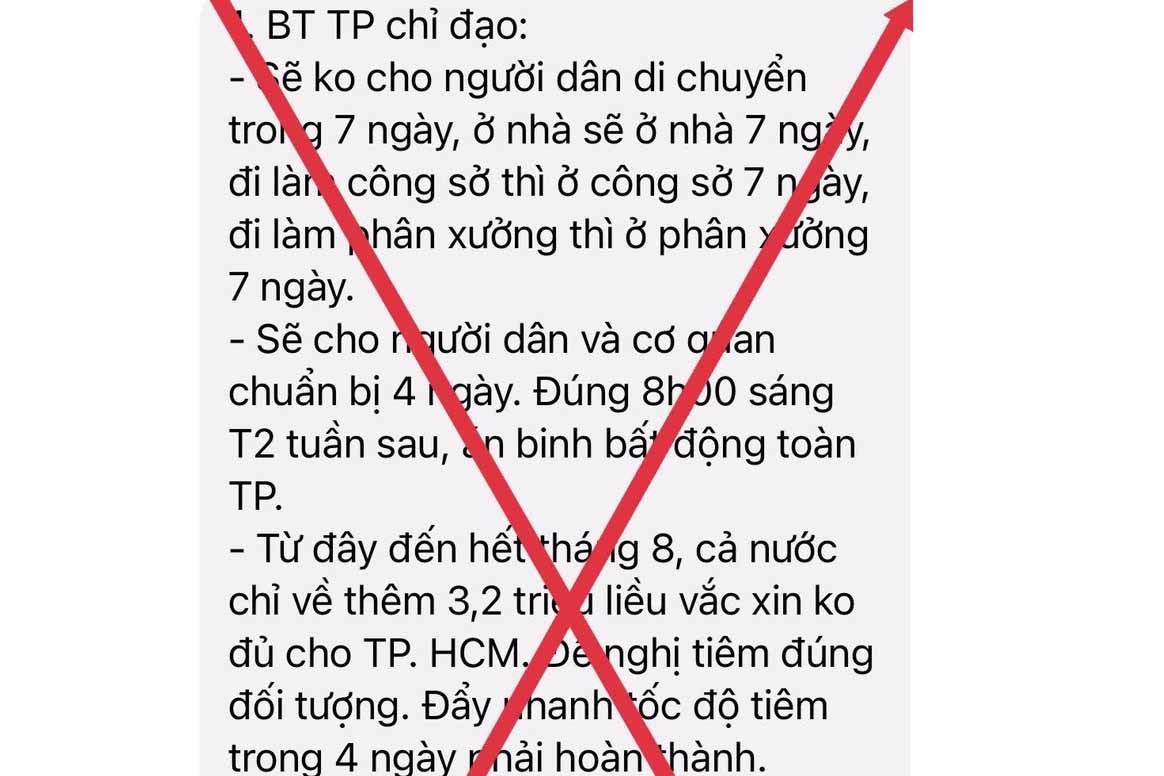 TP.HCM: “Không cho người dân di chuyển trong 7 ngày” là tin giả