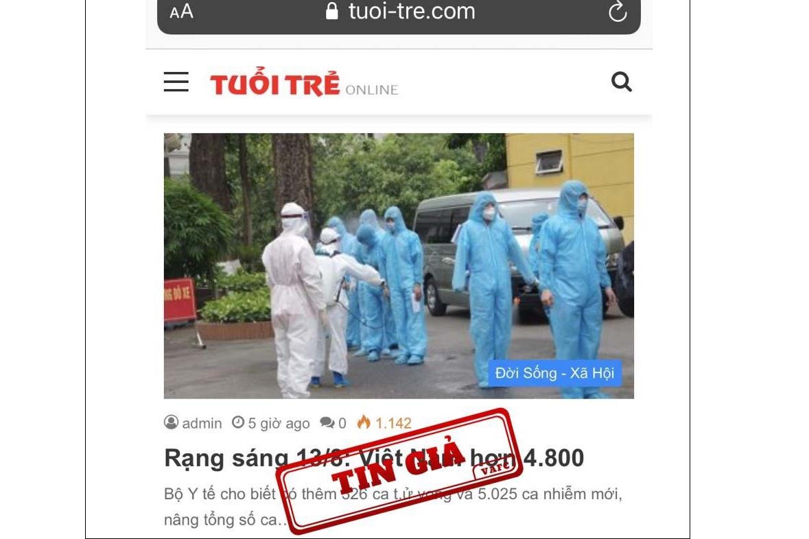 Phát hiện trang thông tin điện tử tổng hợp không phép, giả mạo báo Tuổi trẻ online