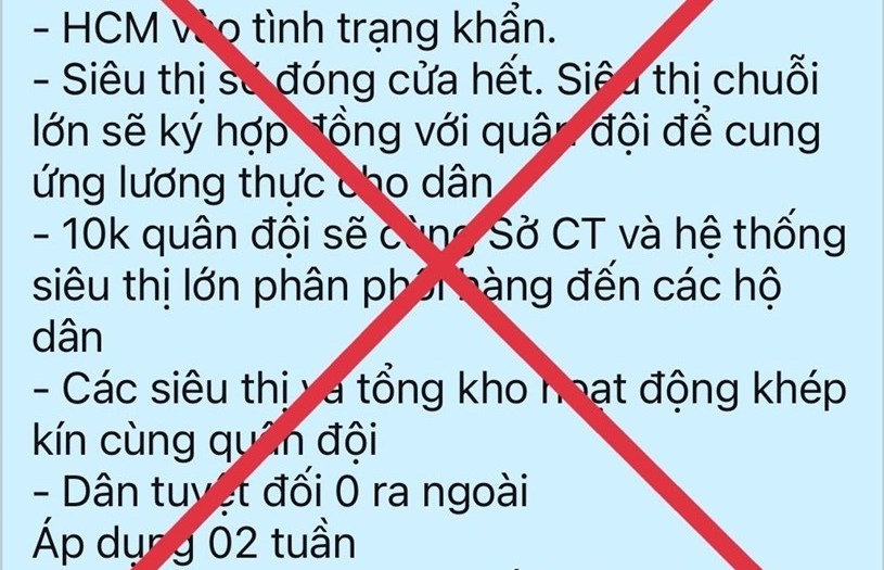 Thông tin “TP.HCM vào tình trạng khẩn” là sai sự thật