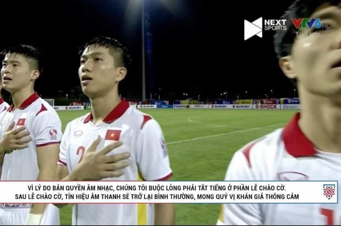 Quốc ca trận đấu Việt Nam - Lào tại AFF Cup bị tắt vì lý do bản quyền, dân mạng 