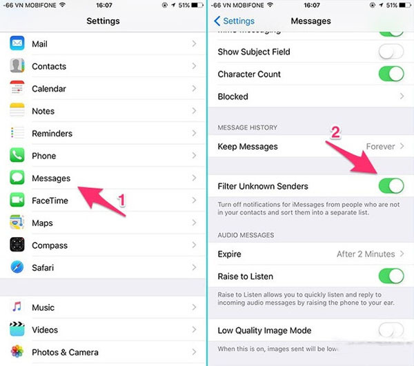 Ba cách chặn tin nhắn rác iMessage trên iPhone