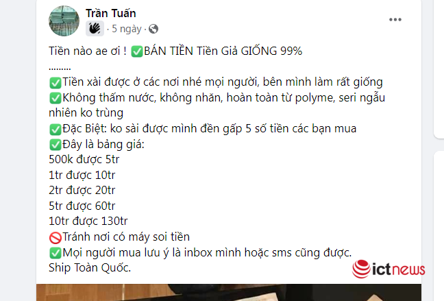 Cận Tết, “chợ tiền giả” nhộn nhịp trên mạng xã hội