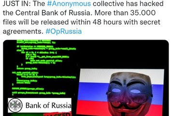 Anonymous dọa tung thông tin mật của Ngân hàng Trung ương Nga