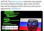 Anonymous dọa tung thông tin mật của Ngân hàng Trung ương Nga