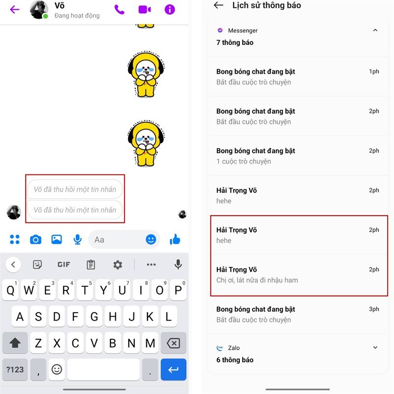 Cách xem tin nhắn đã thu hồi trên Messenger điện thoại Android