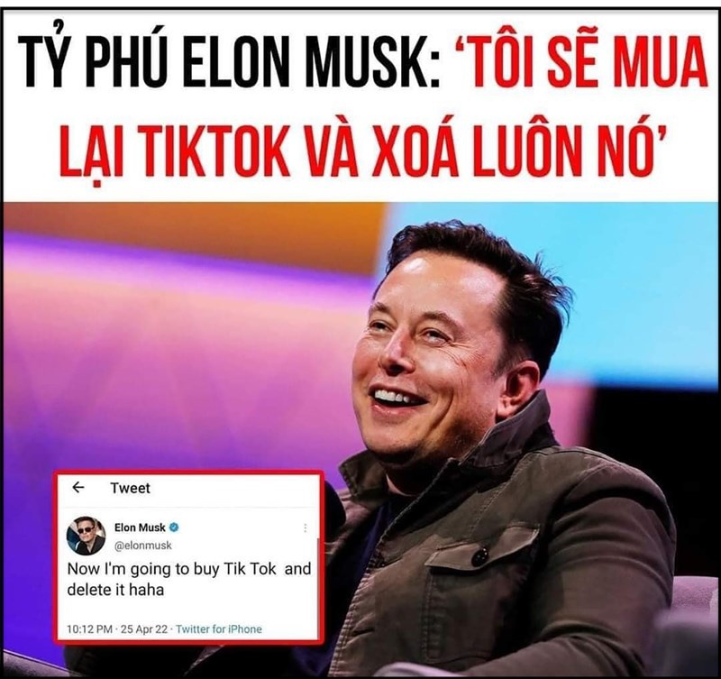 'Elon Musk đòi mua lại và xóa TikTok' là tin giả