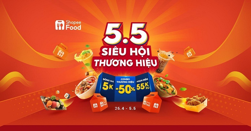 5 ưu đãi “hủy diệt” của ShopeeFood 5.5: Đồng giá 5K, giảm 50%, hoàn xu 55K