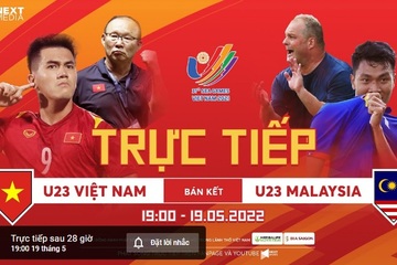 Địa chỉ xem bán kết SEA Games 31, U23 Việt Nam vs U23 Malaysia, trên YouTube