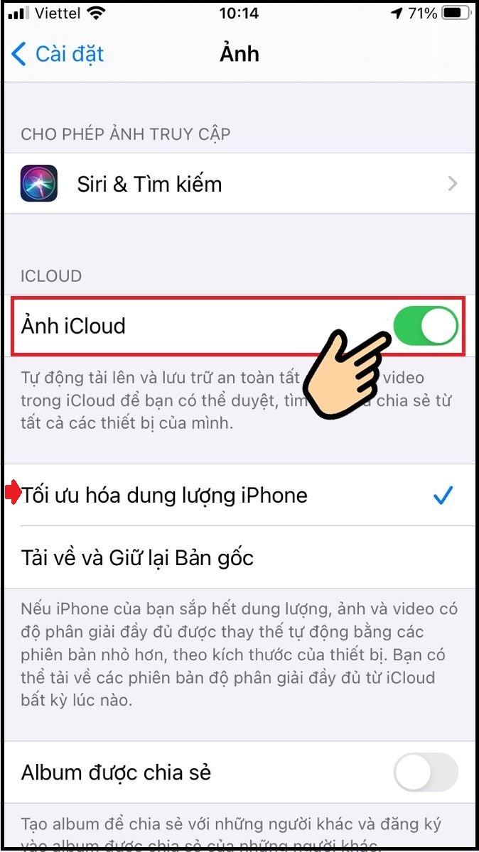 Hướng dẫn lưu ảnh iPhone trên iCloud để tiết kiệm bộ nhớ