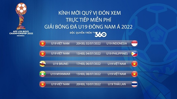 Viettel sở hữu bản quyền phát sóng Giải Vô địch U19 Đông Nam Á 2022