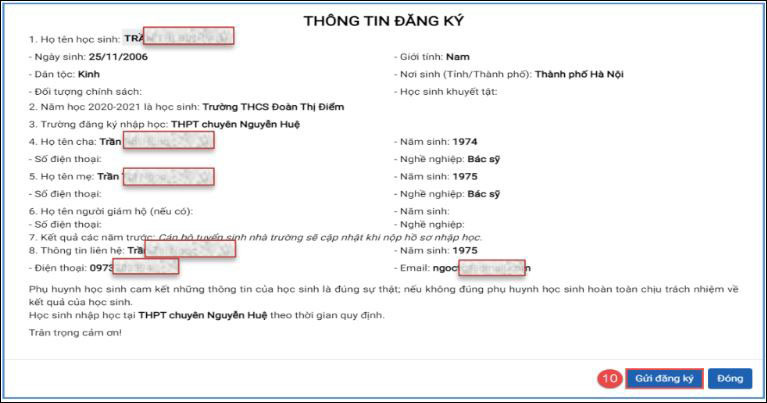 Cách điều chỉnh nguyện vọng nhập học trực tuyến vào lớp 10 THPT công lập tại Hà Nội
