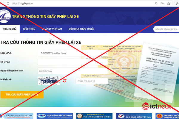 Lại xuất hiện website giả mạo trang thông tin điện tử Giấy phép lái xe